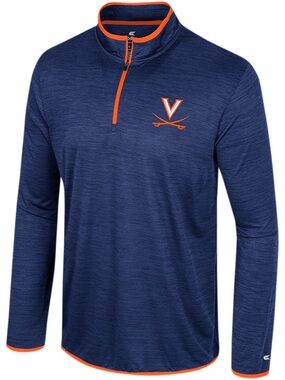 Colosseum Men's Navy Heather Tech Tee with Orange Trim.